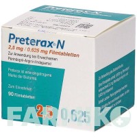 ПРЕТЕРАКС (PRETERAX) 2,5 мг/0,625 мг таблетки 90 шт - Периндоприл, Індапамід KOHLPHARMA