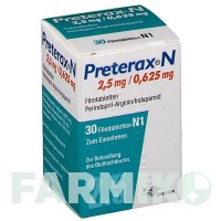 ПРЕТЕРАКС (PRETERAX) 2,5 мг/0,625 мг таблетки 30 шт - Периндоприл, Индапамид SERVIER