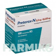 ПРЕТЕРАКС (PRETERAX) 2,5 мг/0,625 мг таблетки 100 шт - Периндоприл, Индапамид SERVIER