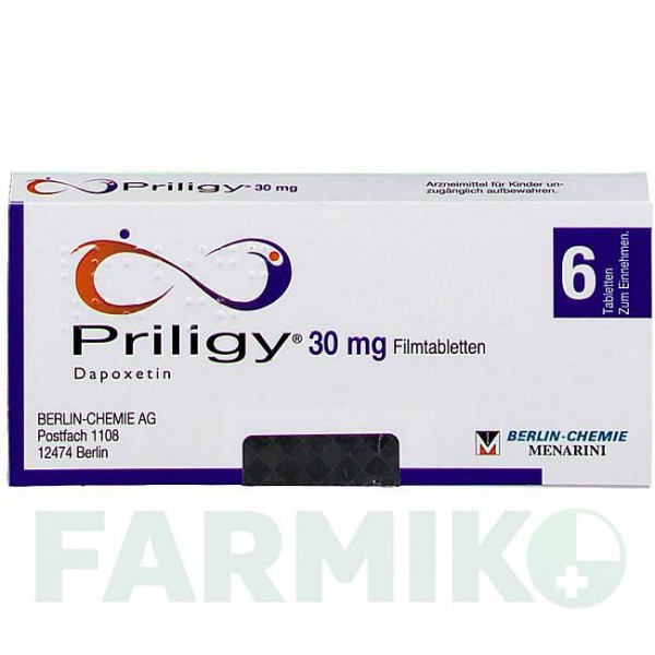 ПРИЛІДЖІ (PRILIGY) 30 мг таблетки 6 шт - Дапоксетін BERLIN-CHEMIE