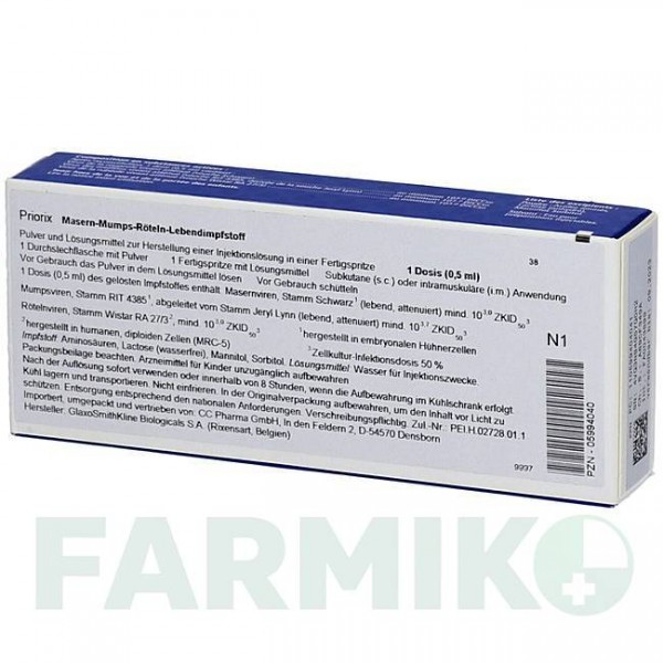 ПРИОРИКС (PRIORIX) порошок 1 шт - Корь - паротит - краснуха живая вакцина CC PHARMA