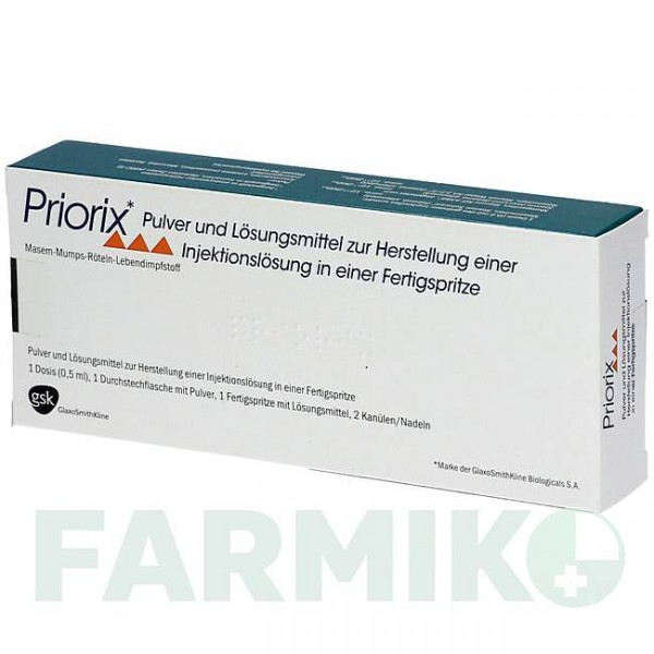ПРИОРИКС (PRIORIX) шприци 10 шт - Корь - паротит - краснуха живая вакцина EMRA-MED