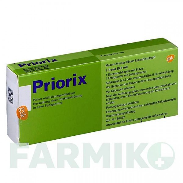 ПРИОРИКС (PRIORIX) порошок 1x1 шт - Корь - паротит - краснуха живая вакцина GLAXOSMITHKLINE