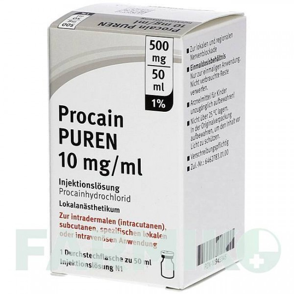ПРОКАЇН (PROCAIN) 1% 10 мг/мл 500 мг/50 мл розчин 50 мл - Прокаїн PUREN PHARMA