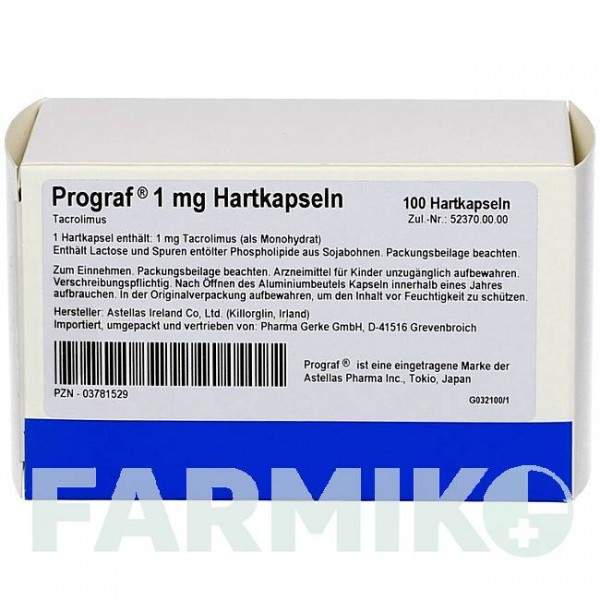 ПРОГРАФ (PROGRAF) 1 мг капсулы 100 шт - Такролимус PHARMA GERKE