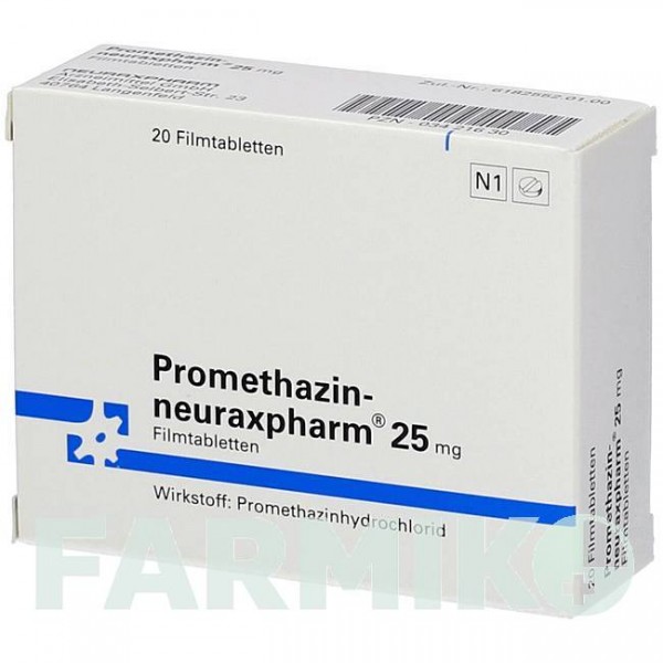 ПРОМЕТАЗИН (PROMETHAZIN) 25 мг таблетки 20 шт - Прометазин NEURAXPHARM