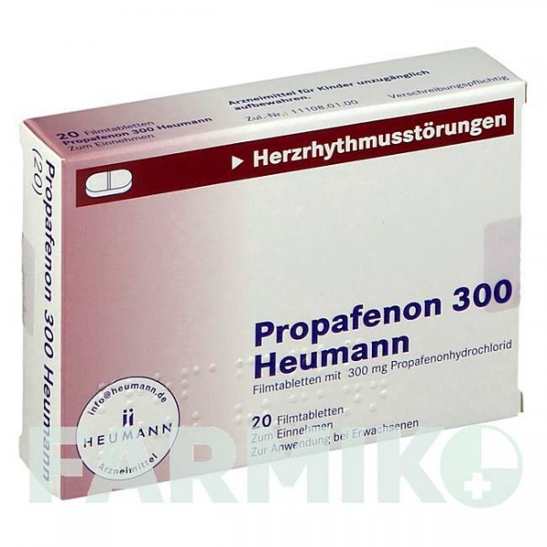 ПРОПАФЕНОН (PROPAFENON) 300 таблетки 20 шт - Пропафенон HEUMANN PHARMA