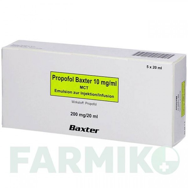 ПРОПОФОЛ (PROPOFOL) 10 мг/мл суспензия 5x20 мл - Пропофол BAXTER
