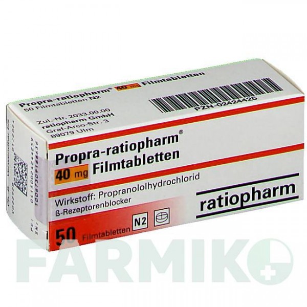 ПРОПРА (PROPRA) 40 мг таблетки 50 шт - Пропранолол RATIOPHARM
