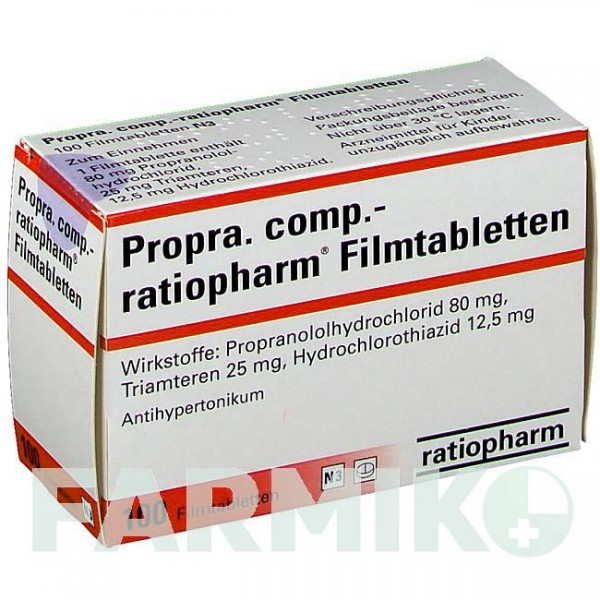 ПРОПРА (PROPRA) таблетки 100 шт - Пропранолол, Гідрохлоротіазид, Триамтерен RATIOPHARM