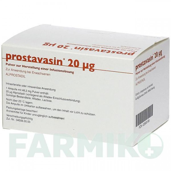 ПРОСТАВАЗИН (PROSTAVASIN) 20 мкг порошок 15 шт - Алпростадил KOHLPHARMA