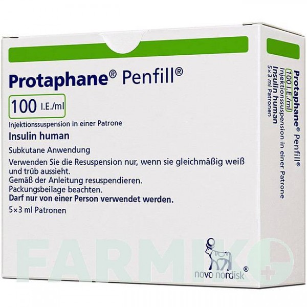 ПРОТАФАН (PROTAPHANE) 100 МЕ/мл картриджи 5x3 мл - Инсулин (человеческий) NOVO NORDISK