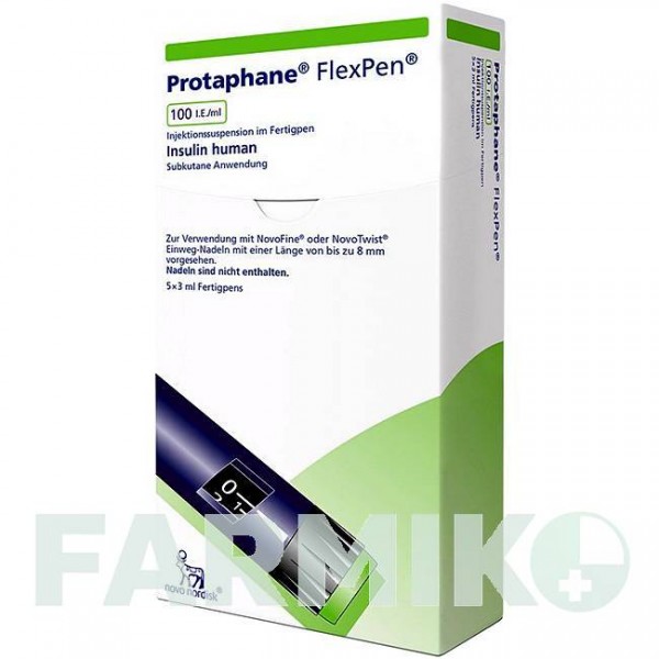 ПРОТАФАН (PROTAPHANE) 100 МО/мл суспензія 5x3 мл - Інсулін (людський) NOVO NORDISK