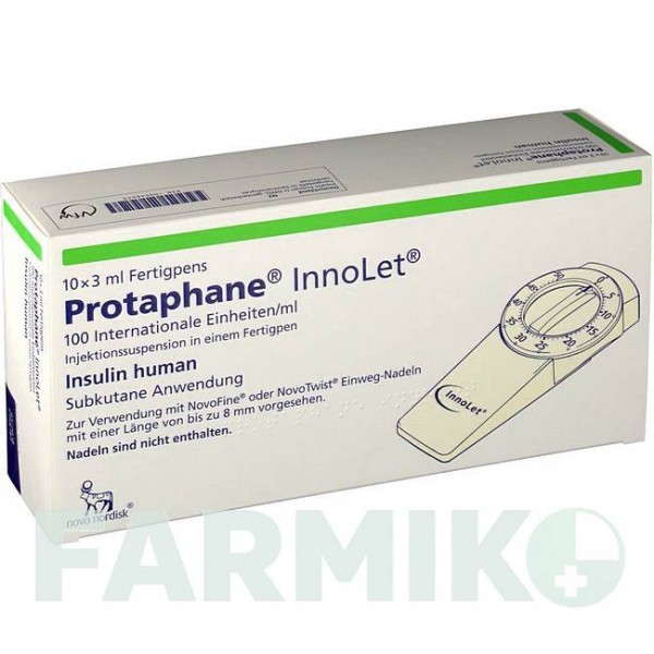 ПРОТАФАН (PROTAPHANE) 100 МЕ/мл суспензия 10x3 мл - Инсулин (человеческий) NOVO NORDISK