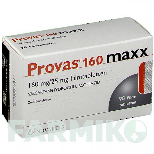 ПРОВАС (PROVAS) 160 мг/25 мг таблетки 98 шт - Валсартан, Гідрохлоротіазид NOVARTIS