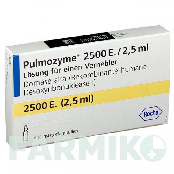 ПУЛЬМОЗИМ (PULMOZYME) 2500 ЕД/2,5 мл раствор 6 шт - Дорназа альфа ROCHE