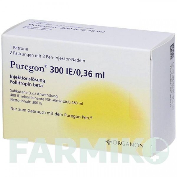 ПУРЕГОН (PUREGON) 300 МЕ/0,36 мл раствор 1 шт - Фоллитропин бета 1 0 1 CAREFARM
