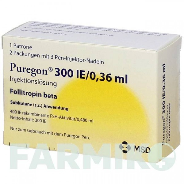 ПУРЕГОН (PUREGON) 300 МЕ/0,36 мл раствор 1 шт - Фоллитропин бета ACA MULLER-ADAG PHARMA