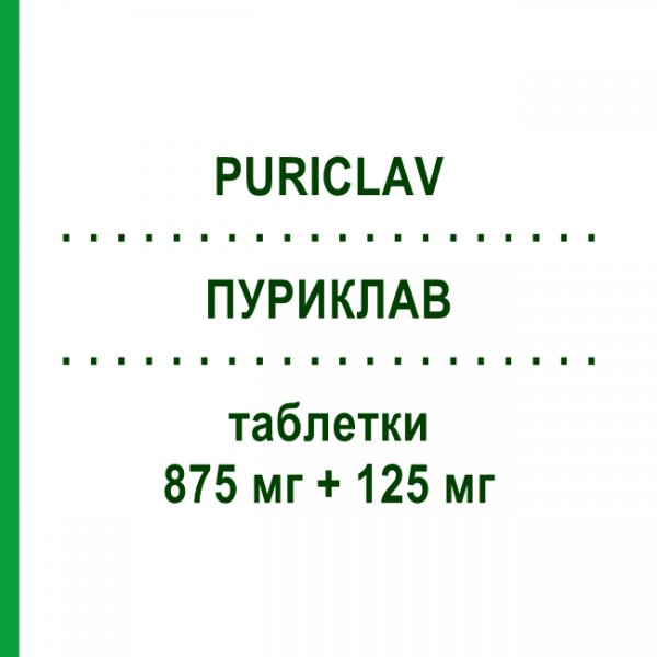 ПУРИКЛАВ (PURICLAV) 875 мг + 125 мг таблетки 12 шт - Амоксициллин, Ингибиторы бета-лактамаз EPIFARMA