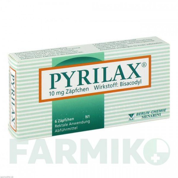 ПИРИЛАКС (PYRILAX) 10 мг суппозитории 6 шт - Бисакодил BERLIN-CHEMIE