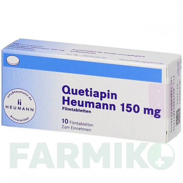 КВЕТІАПІН (QUETIAPIN) 150 мг таблетки 10 шт - Кветіапін HEUMANN PHARMA