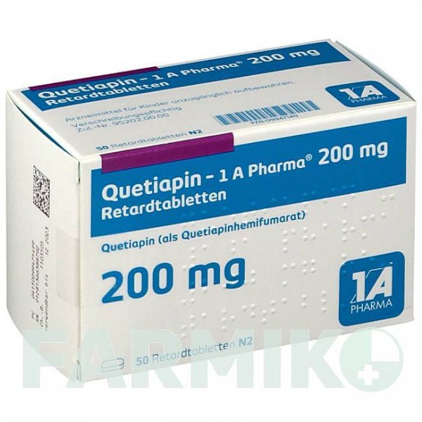 КВЕТИАПИН (QUETIAPIN) 200 мг таблетки 50 шт - Кветиапин 1 A PHARMA