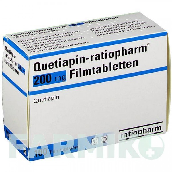 КВЕТІАПІН (QUETIAPIN) 200 мг таблетки 100 шт - Кветіапін RATIOPHARM