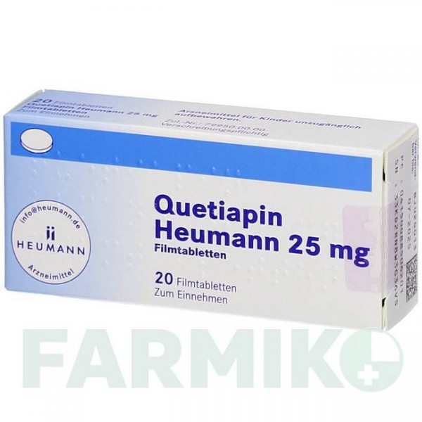 КВЕТИАПИН (QUETIAPIN) 25 мг таблетки 20 шт - Кветиапин HEUMANN PHARMA