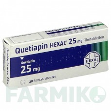 КВЕТІАПІН (QUETIAPIN) 25 мг таблетки 20 шт - Кветіапін HEXAL