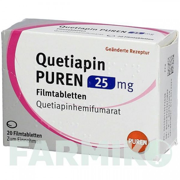 КВЕТИАПИН (QUETIAPIN) 25 мг таблетки 20 шт - Кветиапин PUREN PHARMA