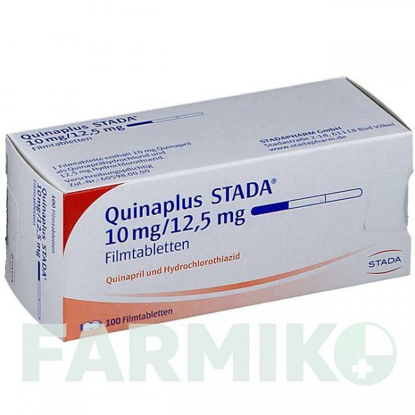 КВИНАПЛЮС (QUINAPLUS) 10 мг/12,5 мг таблетки 100 шт - Квинаприл, Гидрохлоротиазид STADAPHARM
