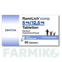 РАМИЛИХ (RAMILICH) 5 мг/12,5 мг таблетки 50 шт - Рамиприл, Гидрохлоротиазид ZENTIVA