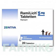 РАМІЛІХ (RAMILICH) 5 мг таблетки 20 шт - Раміприл ZENTIVA