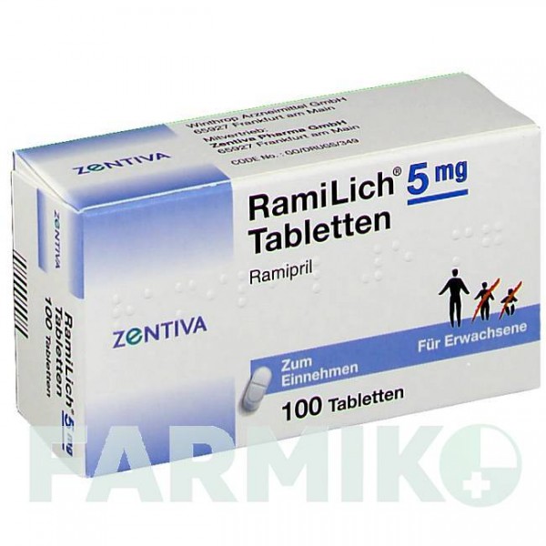 РАМІЛІХ (RAMILICH) 5 мг таблетки 100 шт - Раміприл ZENTIVA