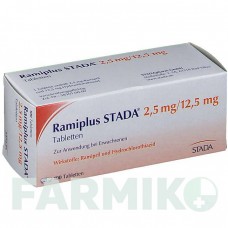 РАМІПЛЮС (RAMIPLUS) 2,5 мг/12,5 мг таблетки 100 шт - Раміприл, Гідрохлоротіазид STADAPHARM