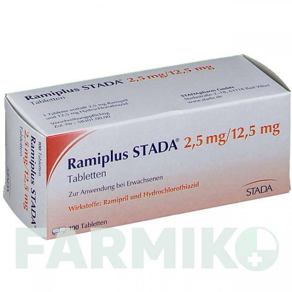 РАМИПЛЮС (RAMIPLUS) 2,5 мг/12,5 мг таблетки 100 шт - Рамиприл, Гидрохлоротиазид STADAPHARM