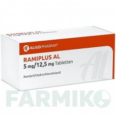 РАМІПЛЮС (RAMIPLUS) 5 мг/12,5 мг таблетки 20 шт - Раміприл, Гідрохлоротіазид ALIUD PHARMA