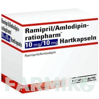 РАМИПРИЛ (RAMIPRIL) 10 мг/10 мг капсулы 98 шт - Рамиприл, Амлодипин RATIOPHARM