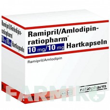 РАМИПРИЛ (RAMIPRIL) 10 мг/10 мг капсулы 98 шт - Рамиприл, Амлодипин RATIOPHARM