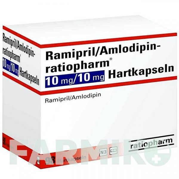 РАМИПРИЛ (RAMIPRIL) 10 мг/10 мг капсулы 98 шт - Рамиприл, Амлодипин RATIOPHARM