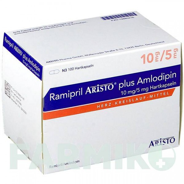 РАМИПРИЛ (RAMIPRIL) 10 мг/5 мг капсулы 100 шт - Рамиприл, Амлодипин ARISTO PHARMA
