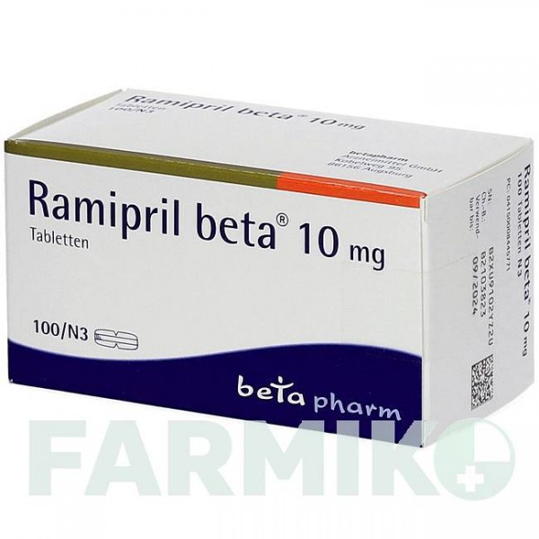 РАМІПРИЛ (RAMIPRIL) 10 мг таблетки 100 шт - Раміприл BETAPHARM