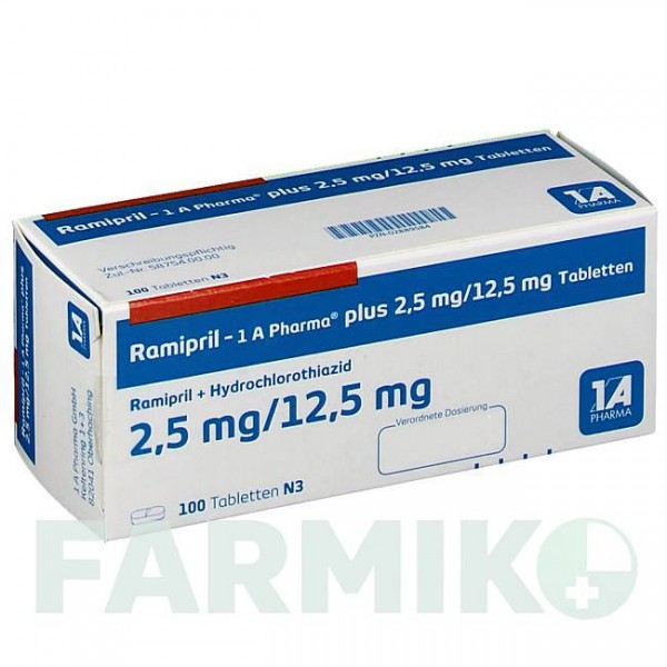 РАМИПРИЛ (RAMIPRIL) 2,5 мг/12,5 мг таблетки 100 шт - Рамиприл, Гидрохлоротиазид 1 A PHARMA