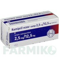 РАМІПРИЛ (RAMIPRIL) 2,5 мг/12,5 мг таблетки 50 шт - Раміприл, Гідрохлоротіазид HEXAL