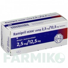 РАМІПРИЛ (RAMIPRIL) 2,5 мг/12,5 мг таблетки 50 шт - Раміприл, Гідрохлоротіазид HEXAL