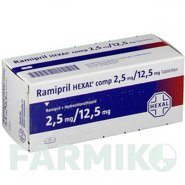 РАМИПРИЛ (RAMIPRIL) 2,5 мг/12,5 мг таблетки 50 шт - Рамиприл, Гидрохлоротиазид HEXAL