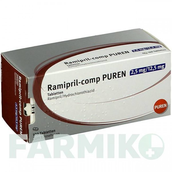 РАМИПРИЛ (RAMIPRIL) 2,5 мг/12,5 мг таблетки 100 шт - Рамиприл, Гидрохлоротиазид PUREN PHARMA