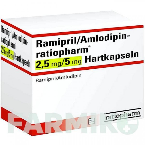 РАМІПРИЛ (RAMIPRIL) 2,5 мг/5 мг капсули 30 шт - Раміприл, Амлодипін RATIOPHARM