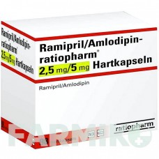 РАМИПРИЛ (RAMIPRIL) 2,5 мг/5 мг капсулы 98 шт - Рамиприл, Амлодипин RATIOPHARM