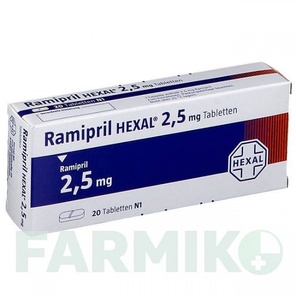 РАМІПРИЛ (RAMIPRIL) 2,5 мг таблетки 20 шт - Раміприл HEXAL